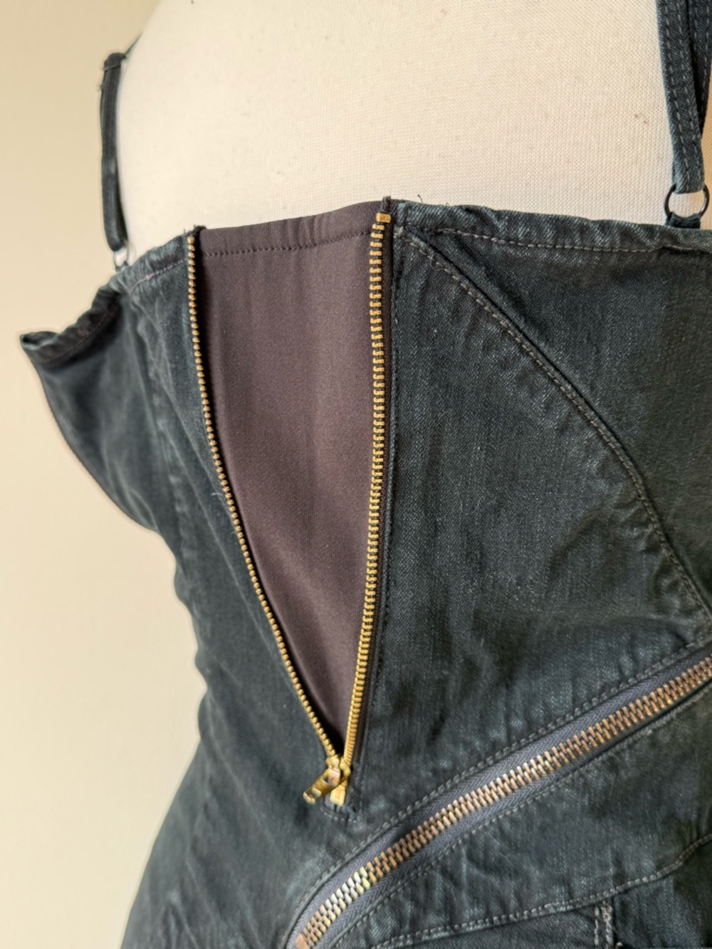 Vintage Diesel Denim Mini Dress | Asymmetrical Zip Detail | Y2K Grunge - Picture 12 of 16